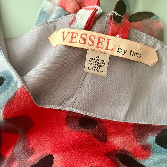 Vessel by Timo Anthropologie Dress 100% Silk Sleeveless Back Bow Accents Size S - Picture 11 of 15